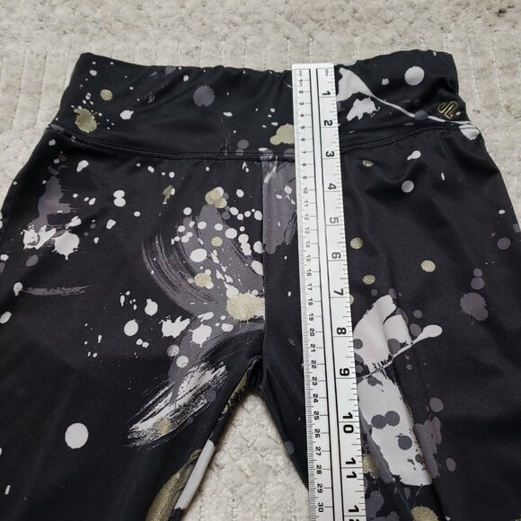 Justice Black and Gold White Splatter Print Leggings Size L 12-14 - Picture 6 of 12